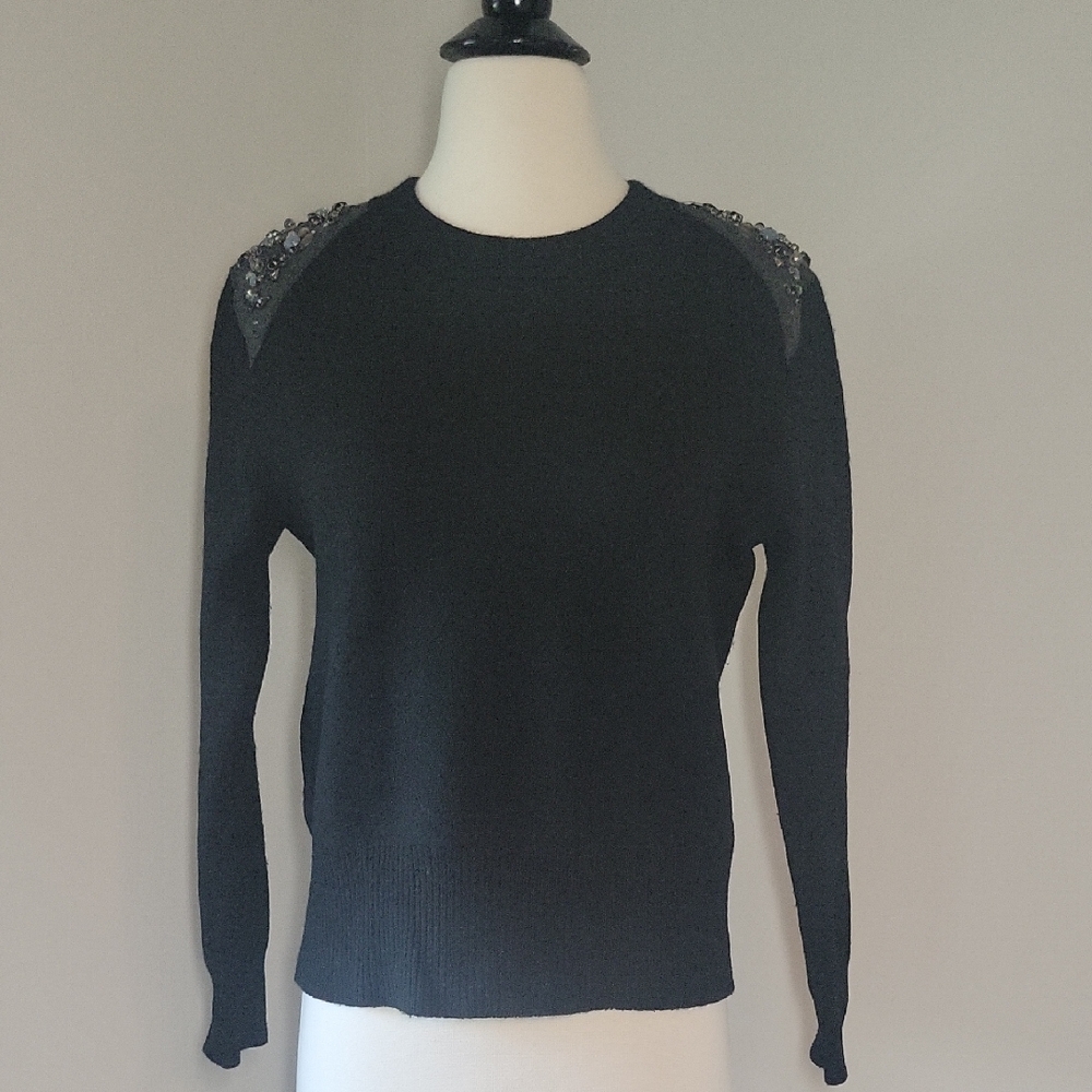 J. Crew Merino Sweater with Embellished Shoulders - Picture 1 of 10
